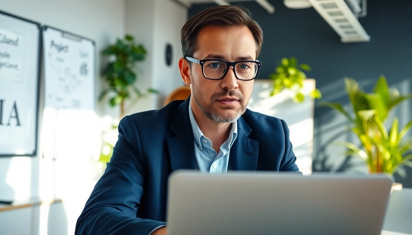 Headhunter IT in a modern office engaging with a candidate via video call.