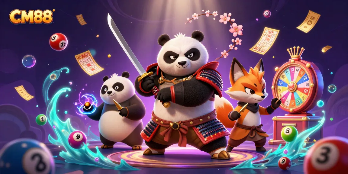 Experience thrilling casino gaming with CM88's vibrant characters and elements in this 3D illustration.