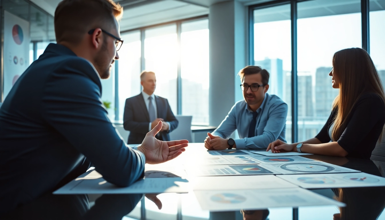 Headhunter Ingenieure diskutiert in modernem Büro über erfolgreiche Talentakquise.