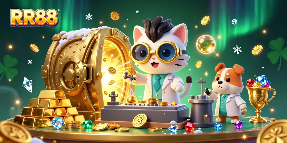 Experience thrilling online gaming with RR88 through a dazzling scene of treasure and excitement.