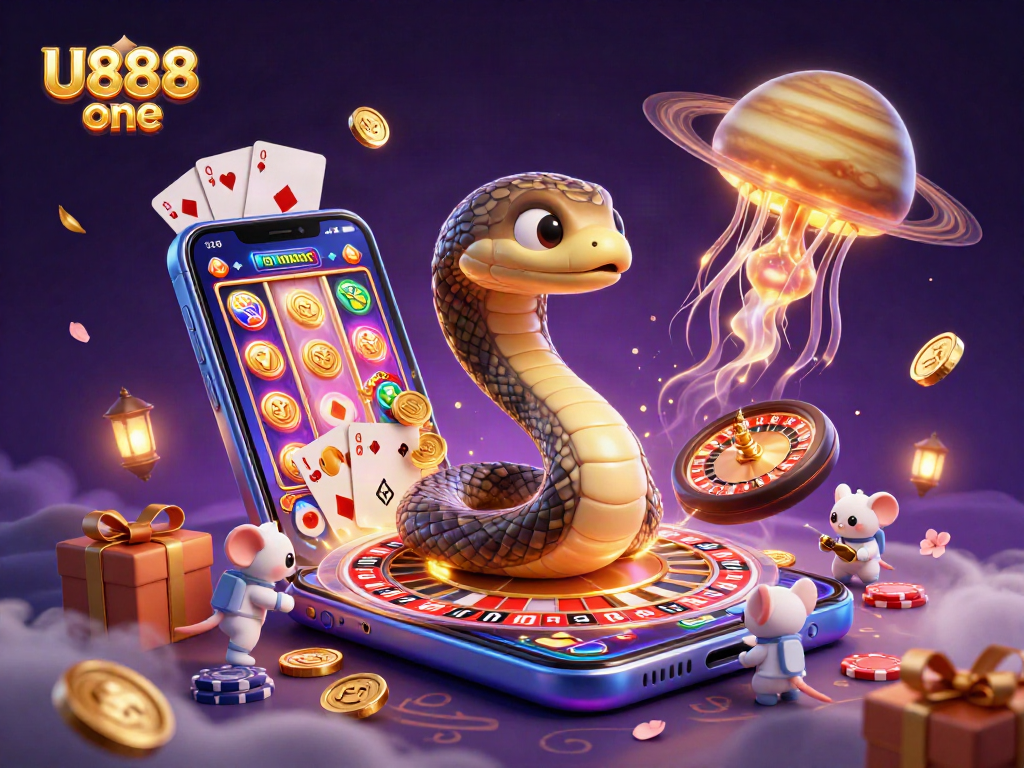 Engage with U888 one at this vibrant casino scene, where astronaut mice bet on a roulette wheel.