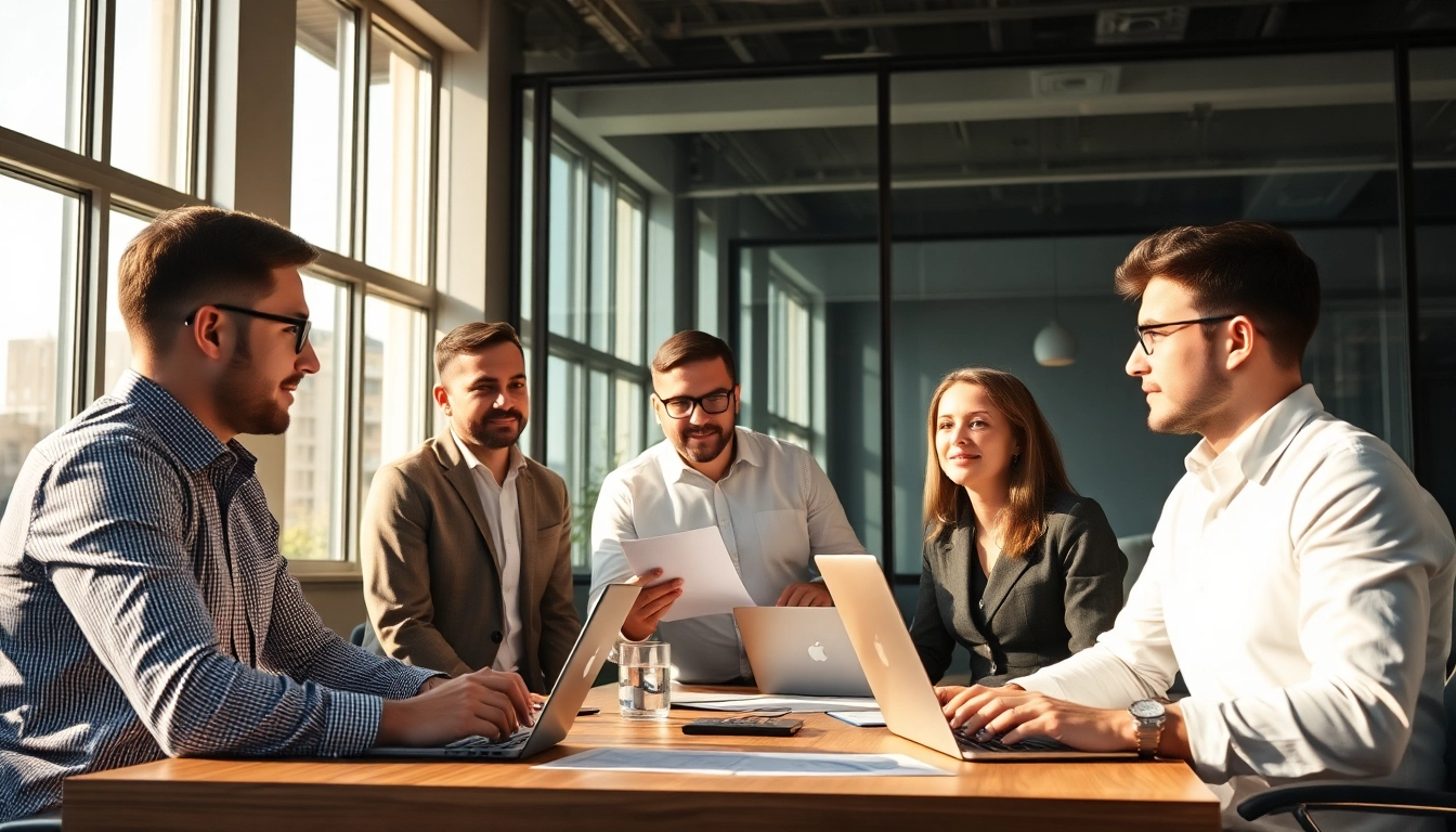 Teambesprechung in einer Headhunter Agentur, die innovative Rekrutierungsstrategien entwickelt.