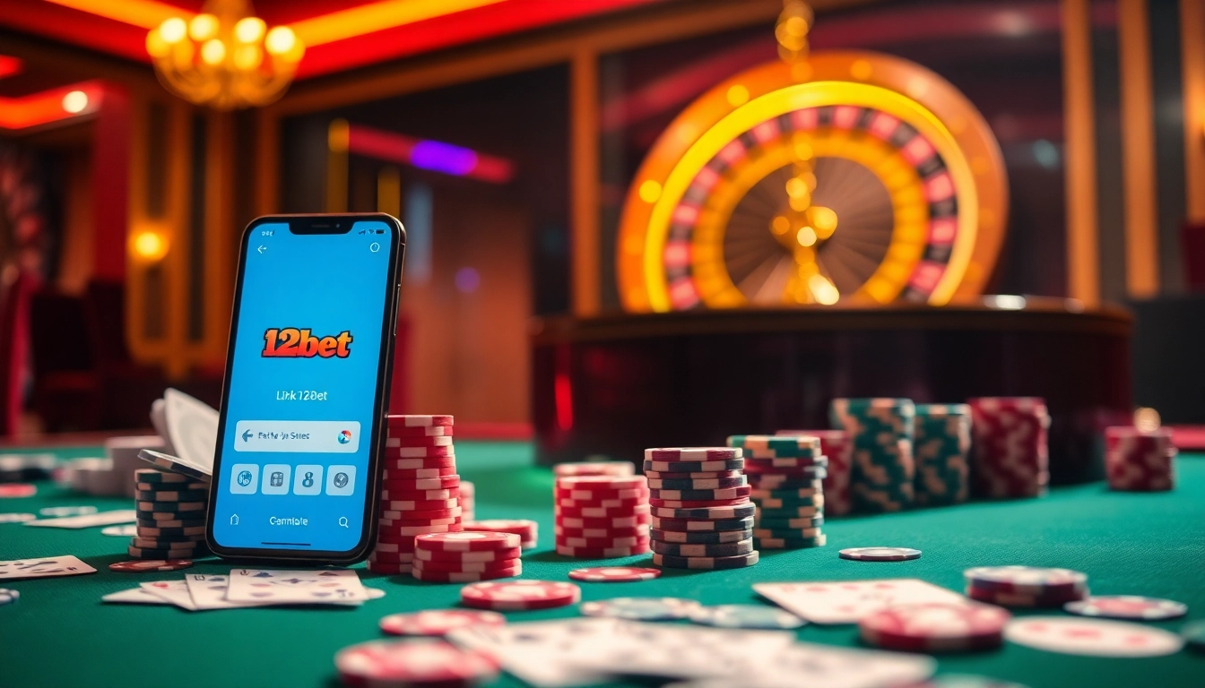 Experience the thrill of link 12bet in a luxurious casino setting with vibrant cards and chips.