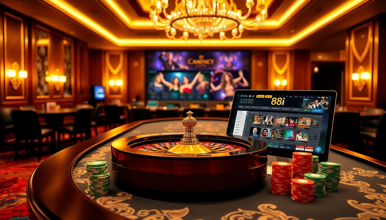 Experience the thrill of casino gaming with 88i đăng nhập displayed on an elegant roulette table image.