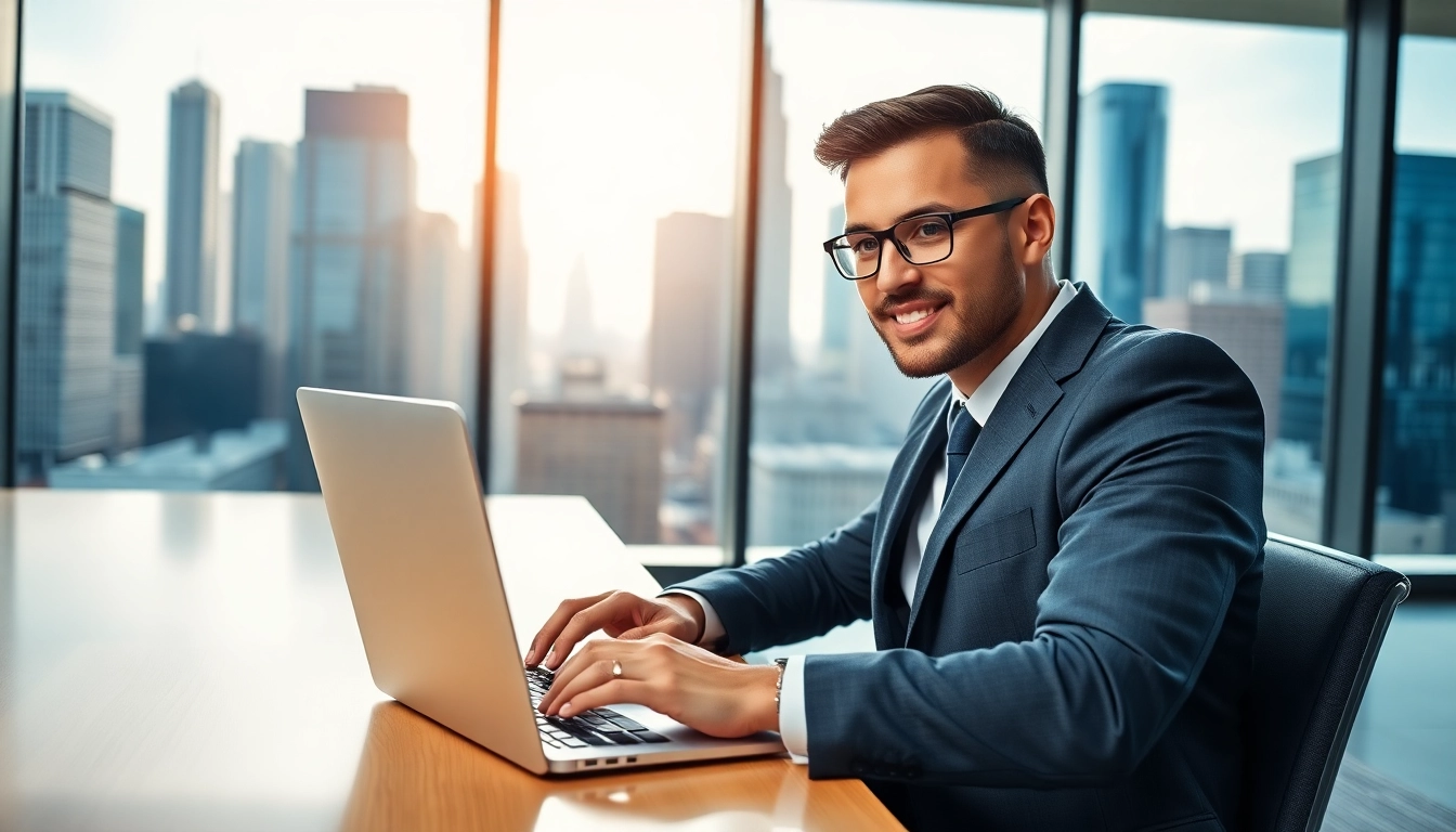 Erfolgreicher Headhunter Schweiz in einem modernen Büro, engagiert in einem Geschäftsgespräch.