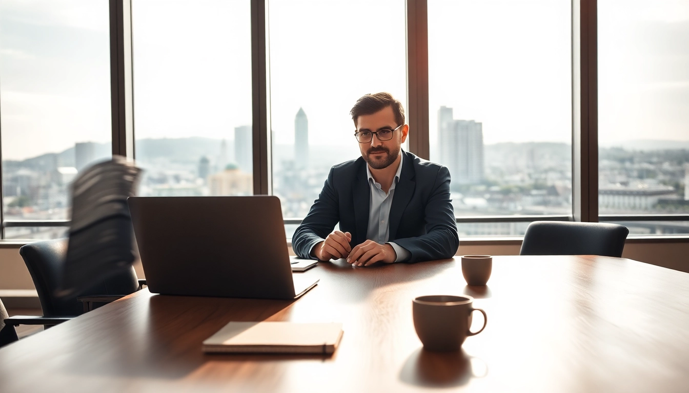 Headhunter Schweiz berät Kunden professionell in modernem Büro mit schöner Aussicht.