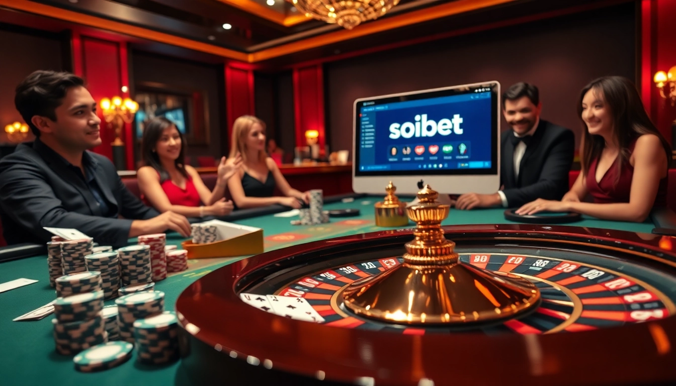 Experience thrilling gameplay at soibet with an engaging casino scene featuring poker and roulette.