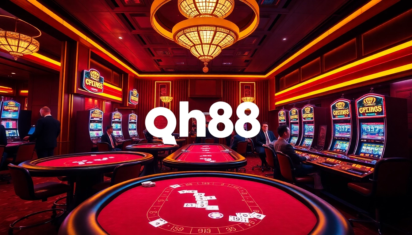 Experience the thrill of qh88 casino with vibrant slot machines and poker tables.