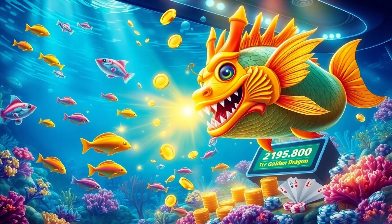 Bắn cá NK88: Dynamic underwater scene showcasing gameplay with boss fish and advanced weaponry.