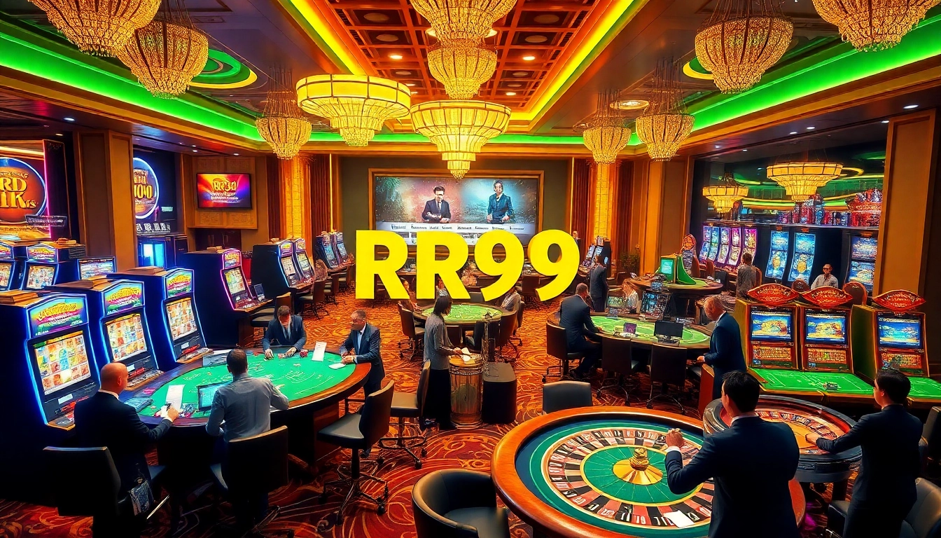 Experience the thrilling RR99 online casino gaming scene with vibrant tables and digital interfaces.