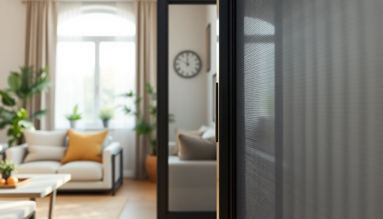 Insektenschutz für hebeschiebetür zeigt modernes скользящие Tür über ein schickes Wohnzimmer mit natürlichem Licht.