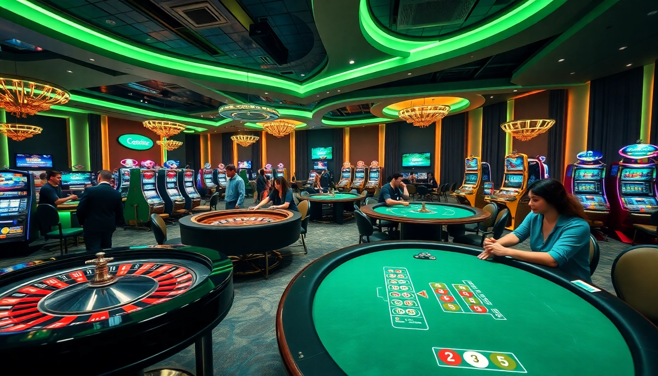 Experience the excitement of online gaming at https://23win.day/ with vibrant casino scenes and engaged players.