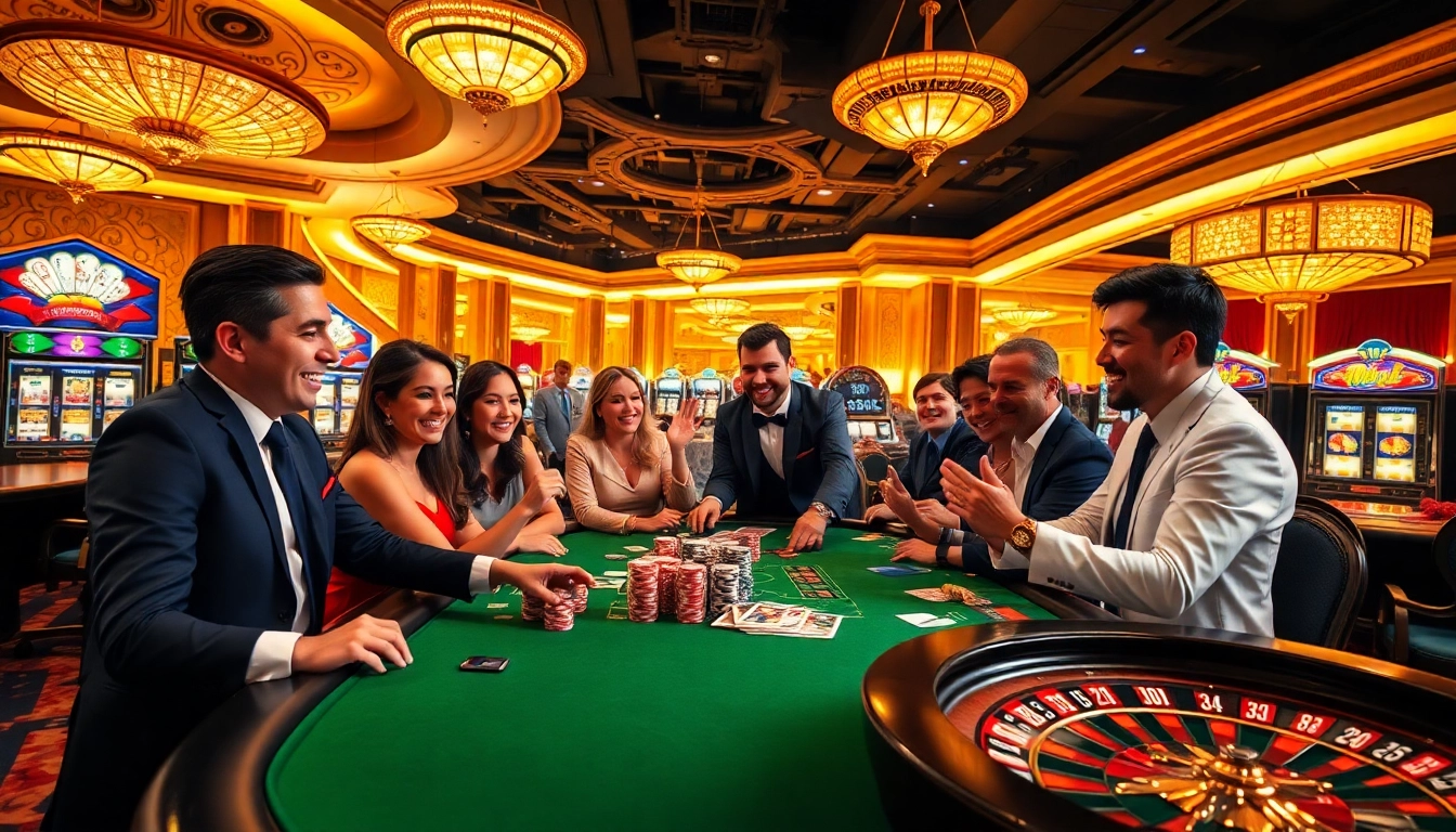 Experience thrilling gameplay at the game nohu table with colorful chips and excited players.