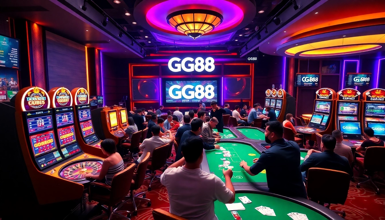Excited players enjoying various games on the GG88 online casino platform.