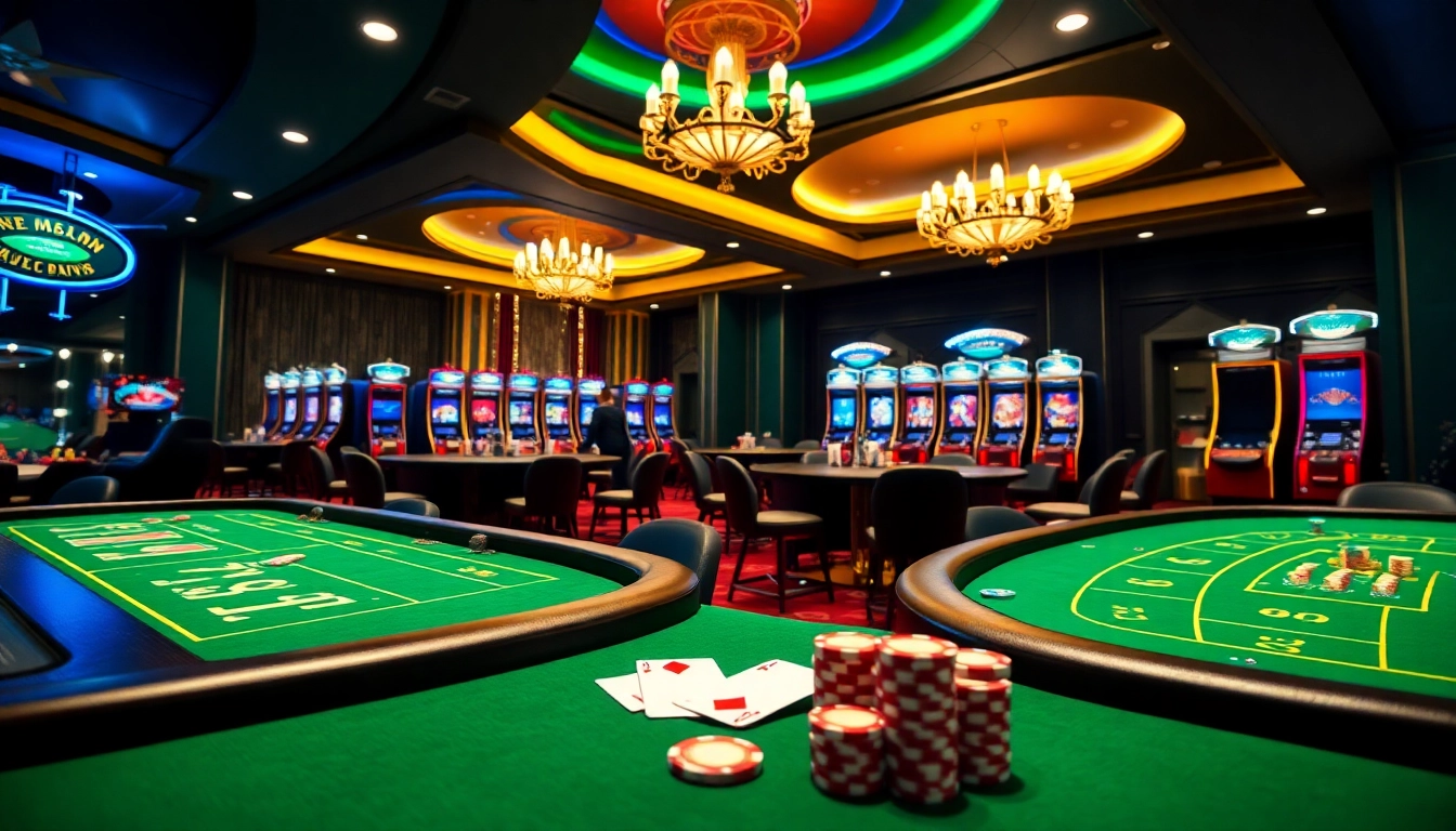 Engaging online gambling scene with Open88 featuring poker chips and elegant gaming tables.