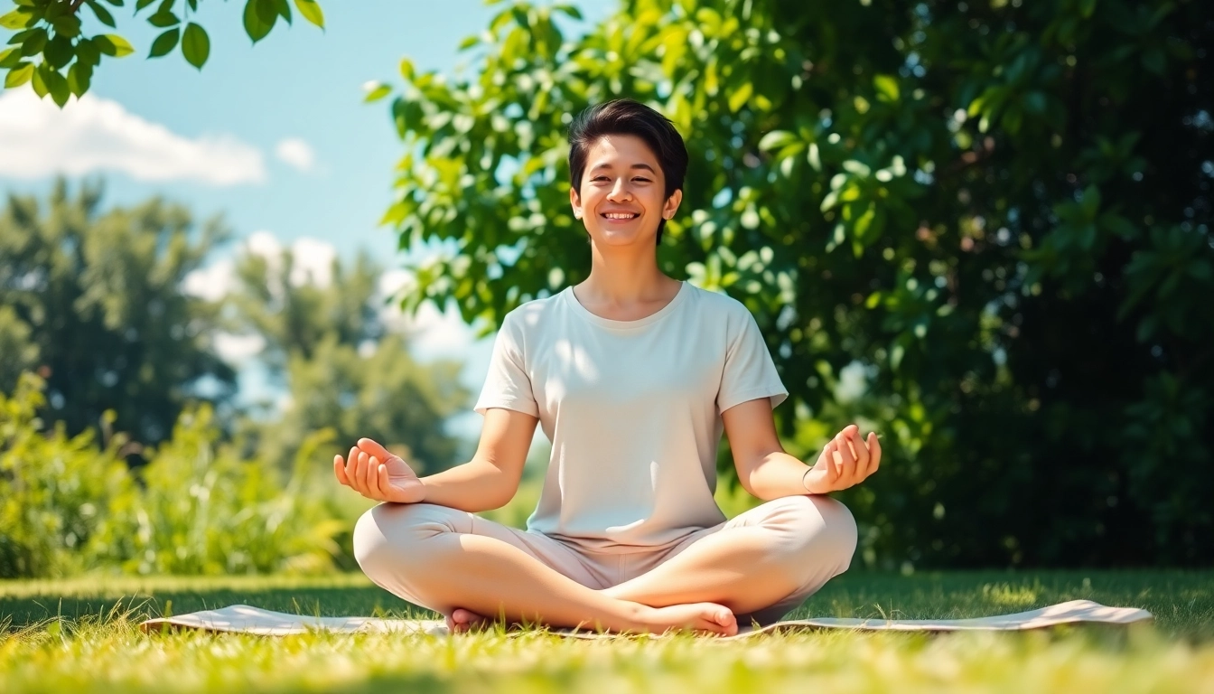 Emotional wellbeing captured in a serene moment of mindfulness outdoors.