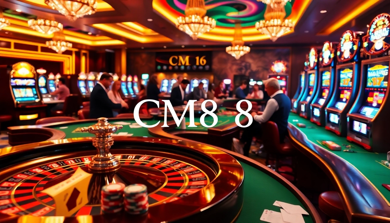 Experience the thrill of CM88 at a vibrant casino, where players strategize over roulette and poker tables.