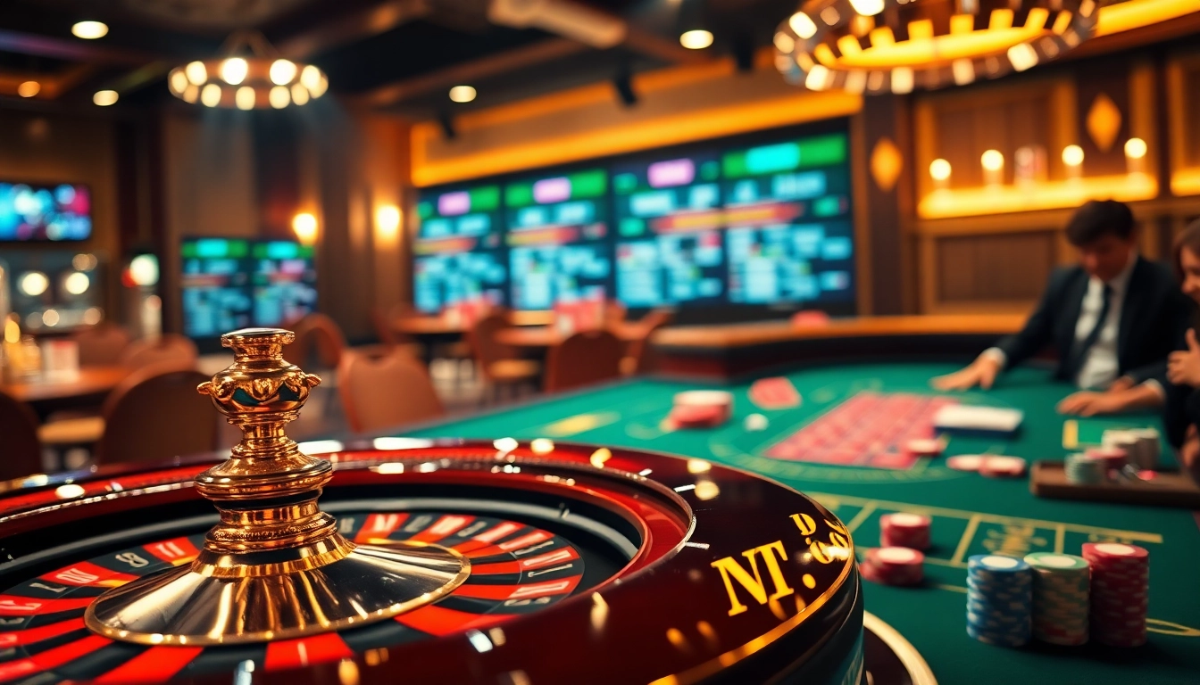 The hidden wiki 1 showcases excitement at a luxurious casino with happy players and vibrant gaming elements.