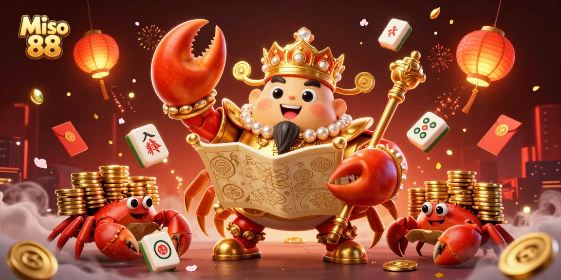 Win big at Miso 88 with a vibrant 3D casino scene featuring a golden crab emperor and treasure elements.