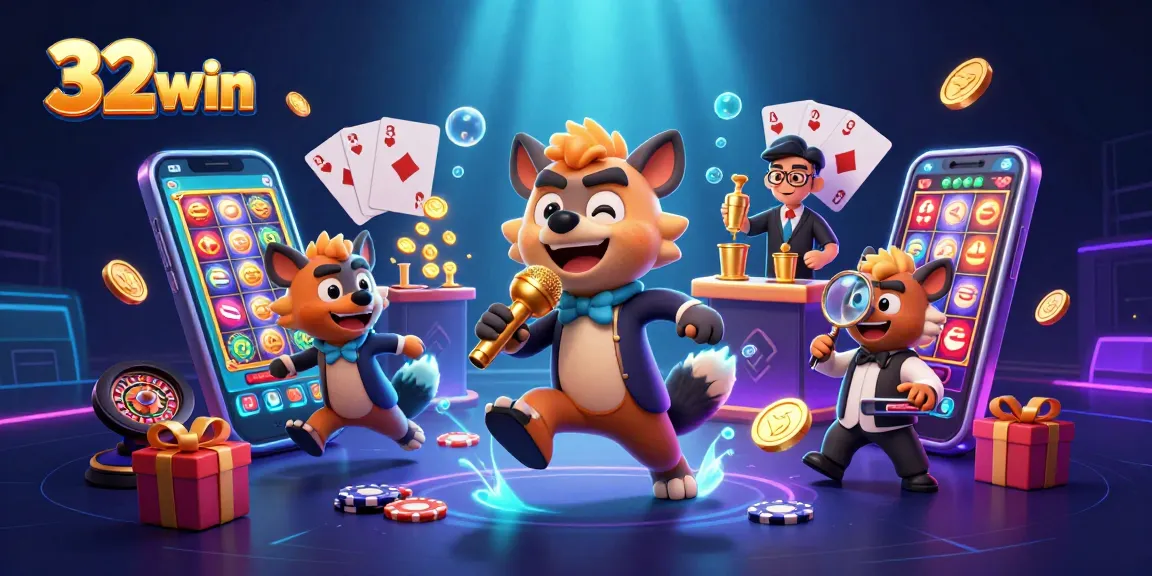 Experience the thrill of 32 win's comedy casino with lively hyenas in a vibrant digital scene.