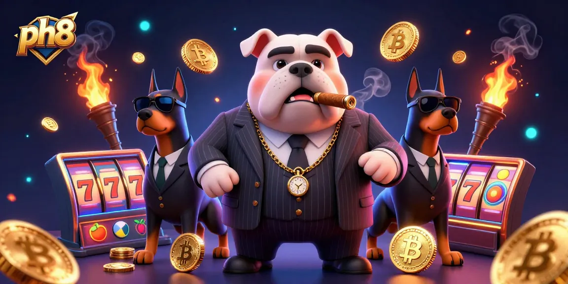 Join the excitement at ph8 with a mafia boss bulldog and bodyguard Dobermans in a dynamic casino scene.