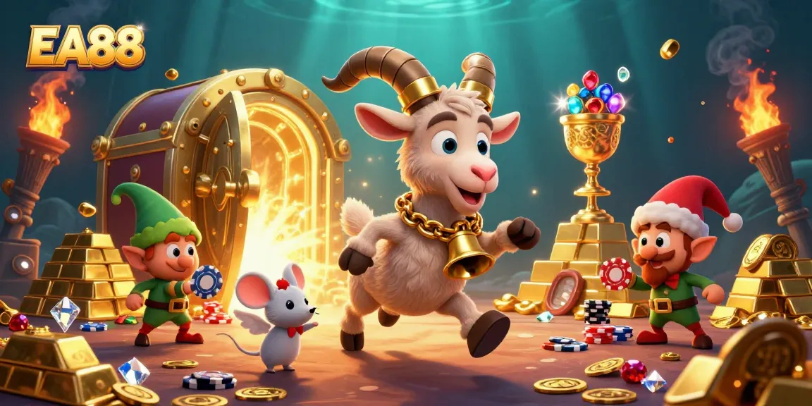 Play thrilling games at EA88 with our festive 3D casino illustration, showcasing excitement and adventure!